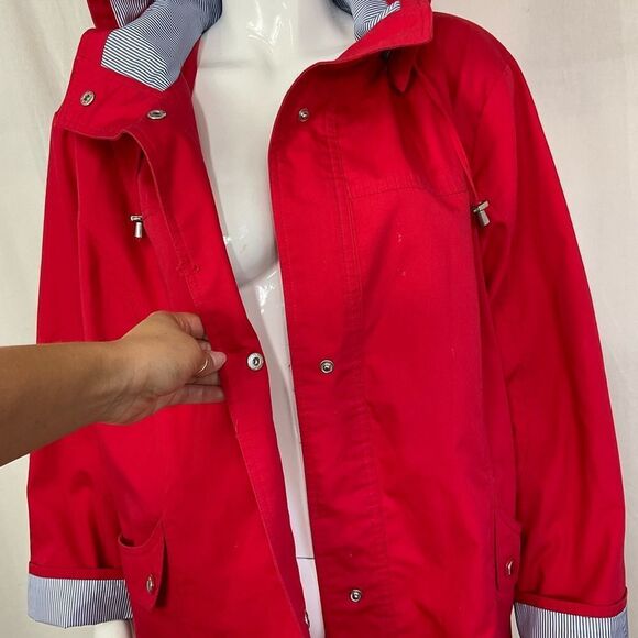 Mackintosh New England Snap Button Detachable Hood Rain Jacket Pea coat Red 1X - Picture 14 of 16